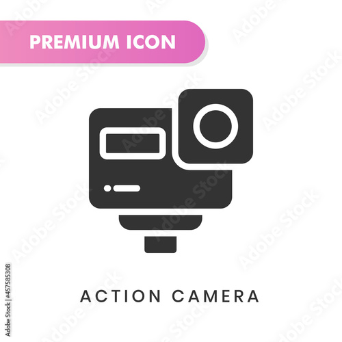 action camera icon for your website design, logo, app, UI. Vector graphics illustration and editable stroke. action camera glyph design.