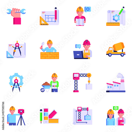 Set of Engineering and Construction Flat Icons