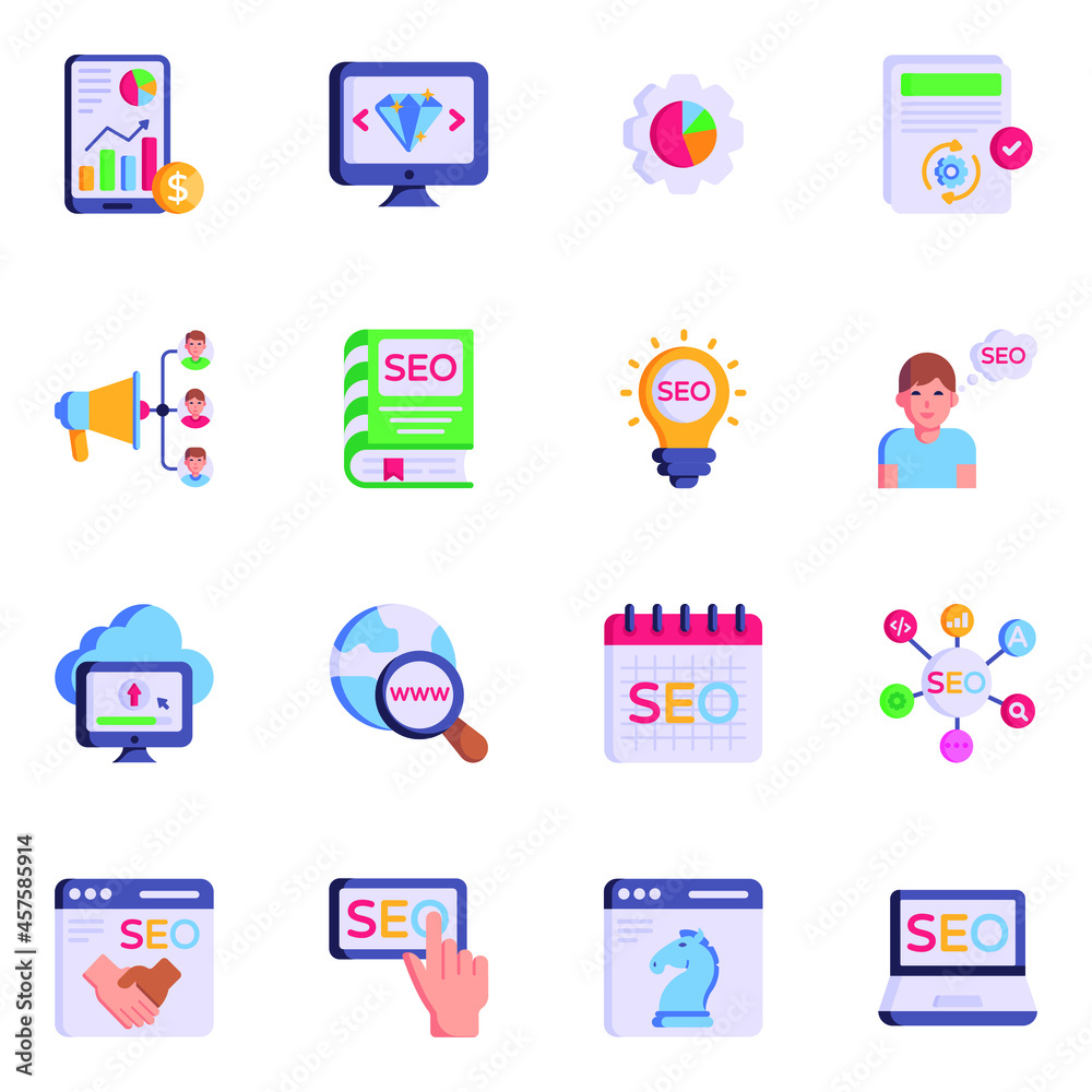 Collection of Engine Optimization Flat Icons
Collection of Engine Optimization Flat Icons