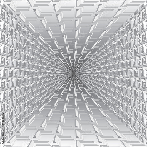 Tunnel or wormhole. Digital wireframe tunnel. 3D grid. Background vector image