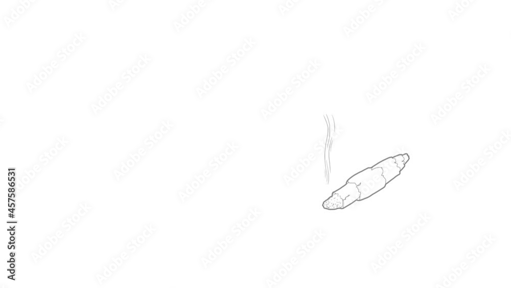 Marijuana joint icon animation best outline object on white background