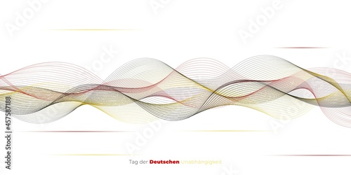 Background design with waving black, red and yellow line. Germany text mean is German Independence day.