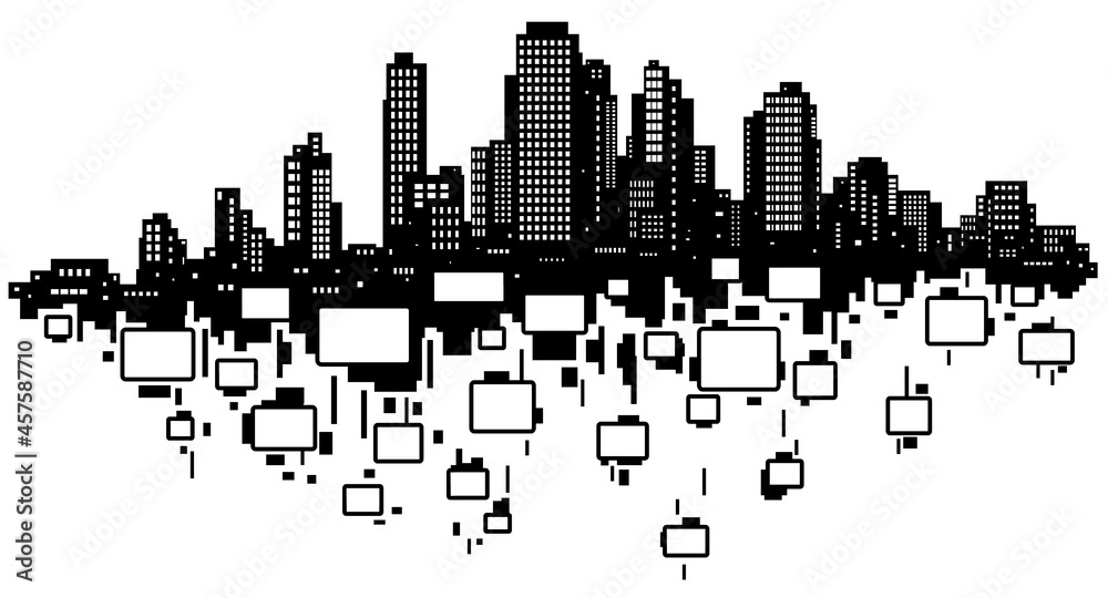 Obraz premium Skyline City Rooms Silhouette