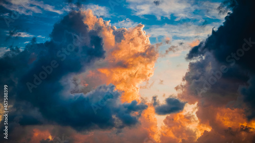colorful dramatic sky with cloud at sunset © EwaStudio