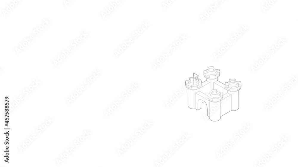 Castle icon animation best outline object on white background Castle icon animation best outline object on white background