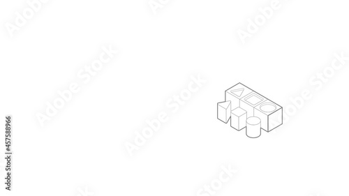 Shape sorter toy icon animation best outline object on white background photo