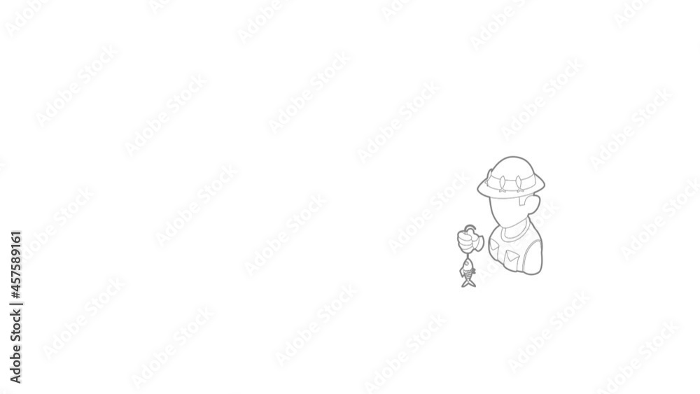 Fisherman icon animation best outline object on white background Fisherman icon animation best outline object on white background