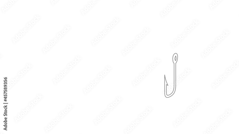 Fishihg hook icon animation best outline object on white background Fishihg hook icon animation best outline object on white background