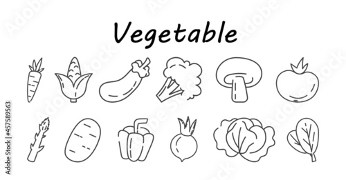 Black and white vegetables. Healthy foods drawn in pencil. Diet, healthy eating, taking care of your health. Minimalistic icons for site. Flat vector illustration isolated on white background