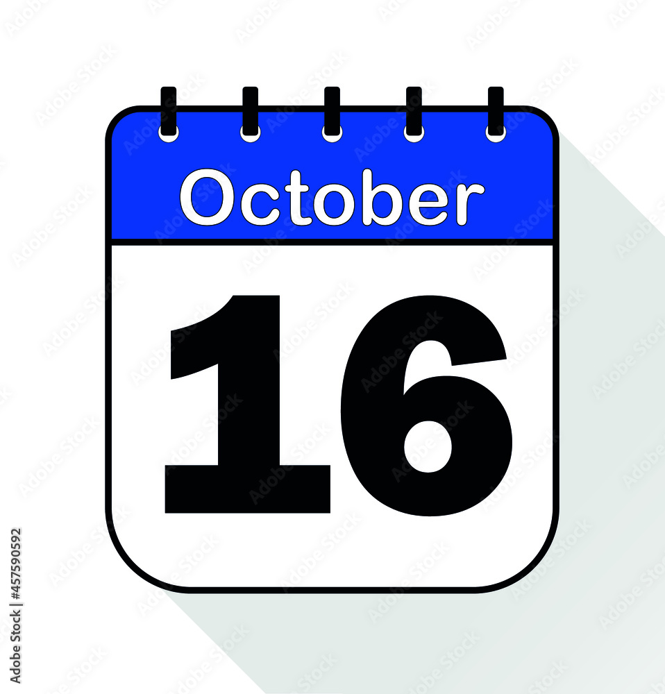 October day 16 blue - Calendar Icon - Vector Illustration October day 16 blue - Calendar Icon - Vector Illustration