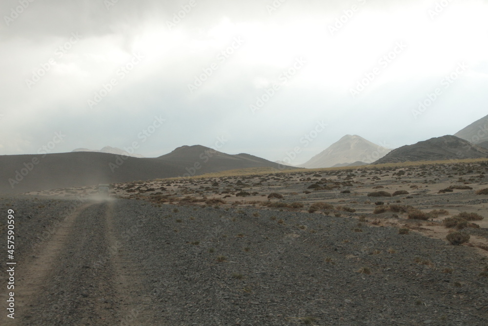 Desert Road in amazing landscape Desert Road in amazing landscape