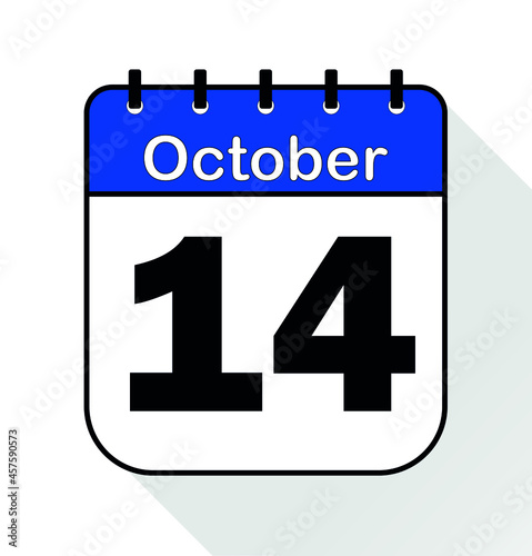 October day 14 blue - Calendar Icon - Vector Illustration