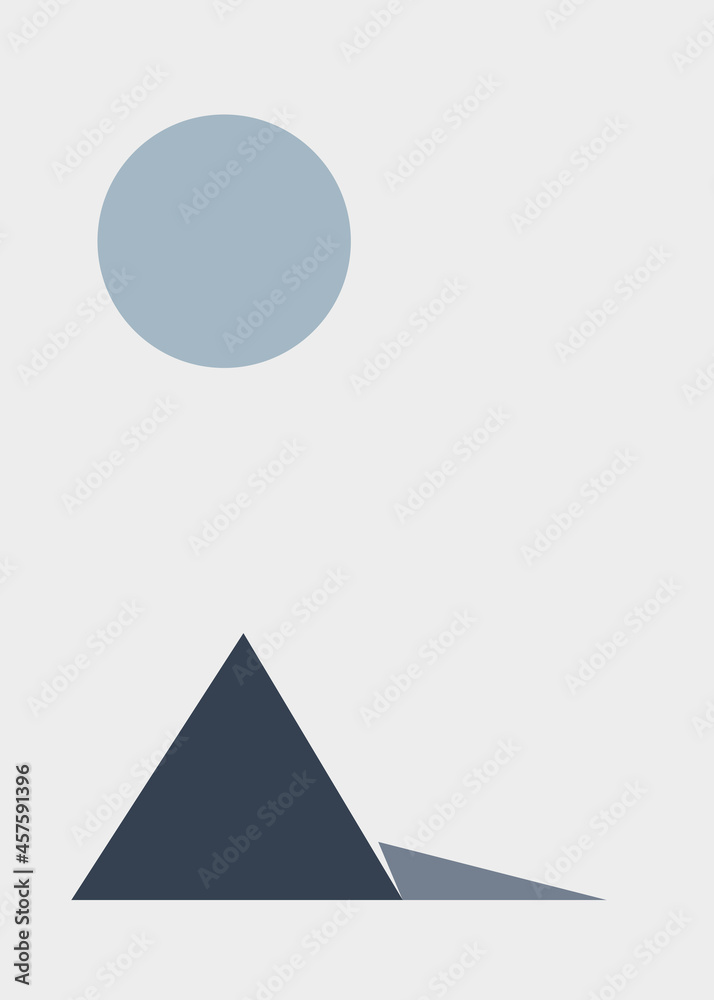 Fototapeta premium Geometric Mountains silhouette landscape art poster illustration