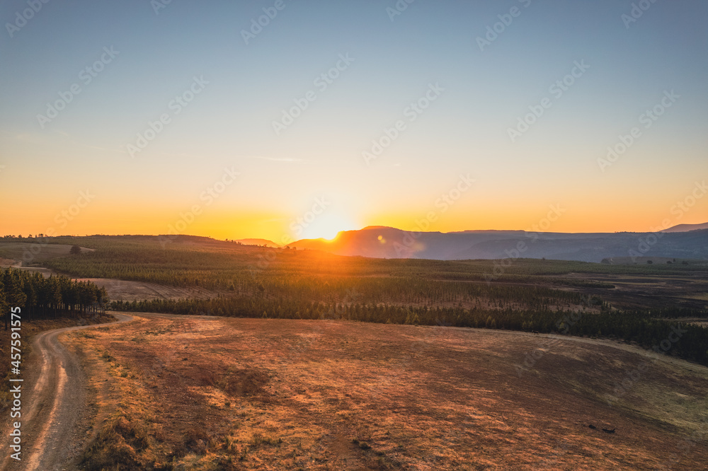 Amazing sunset over the mountains, in Hogsback, South Africa