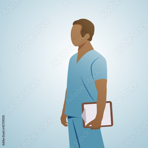 Doctor on a blue background. A medical worker. Veterinarian. Nurse.