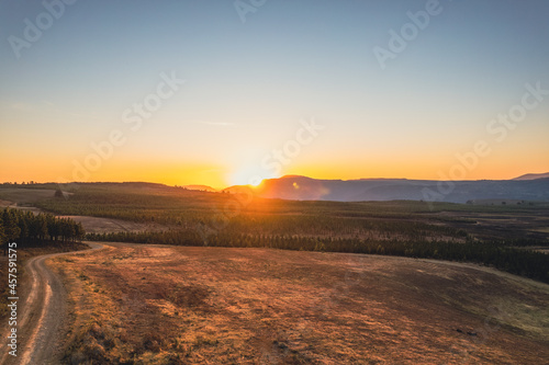 Amazing sunset over the mountains, in Hogsback, South Africa © fotorudi_101