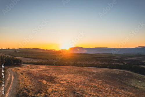 Amazing sunset over the mountains, in Hogsback, South Africa