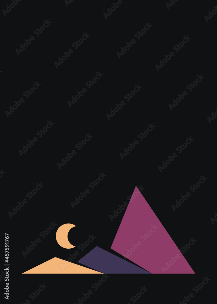 Fototapeta premium Geometric Mountains silhouette landscape art poster illustration