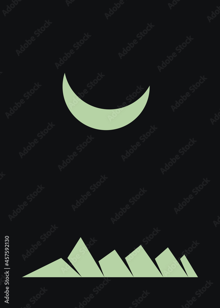 Geometric Mountains silhouette landscape art poster illustration Geometric Mountains silhouette landscape art poster illustration