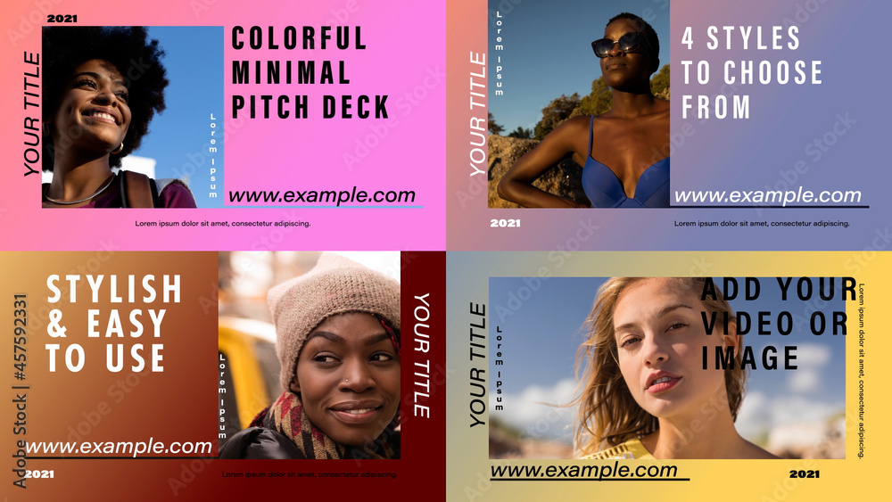 Colorful Minimal Pitch Deck Stock Template | Adobe Stock