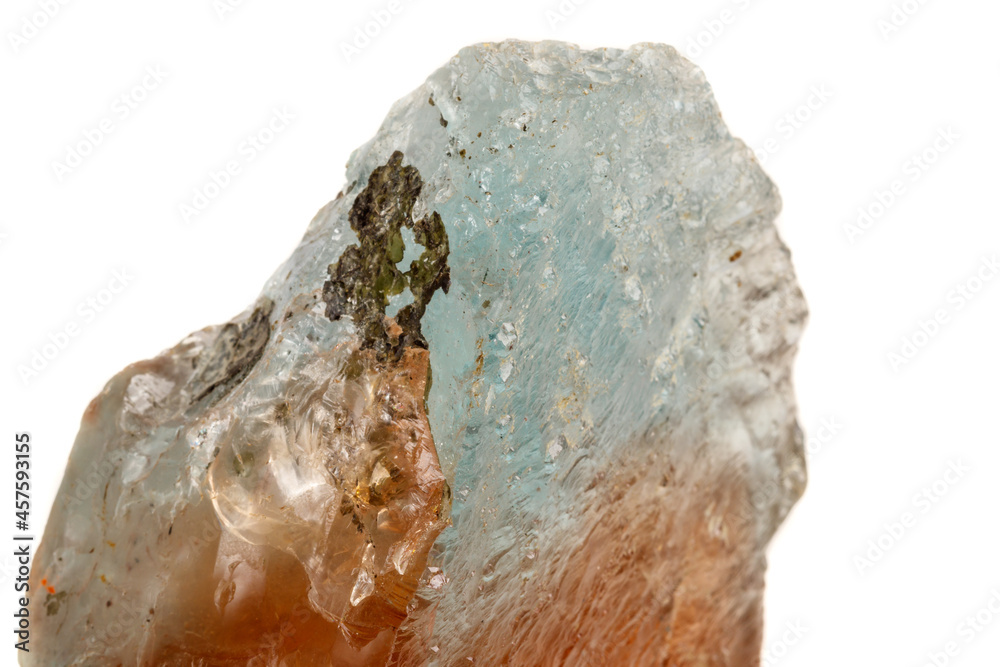 Macro mineral stone Topaz on a white background Macro mineral stone Topaz on a white background