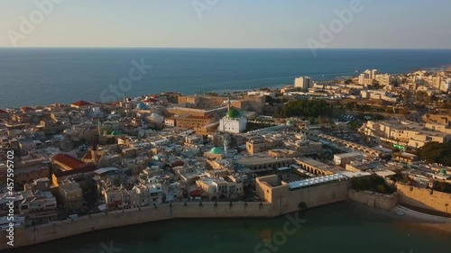 Aerial view of old city of Akko, Acre, Israel photo