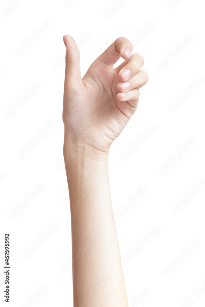 Empty open woman hand on white background Empty open woman hand on white background