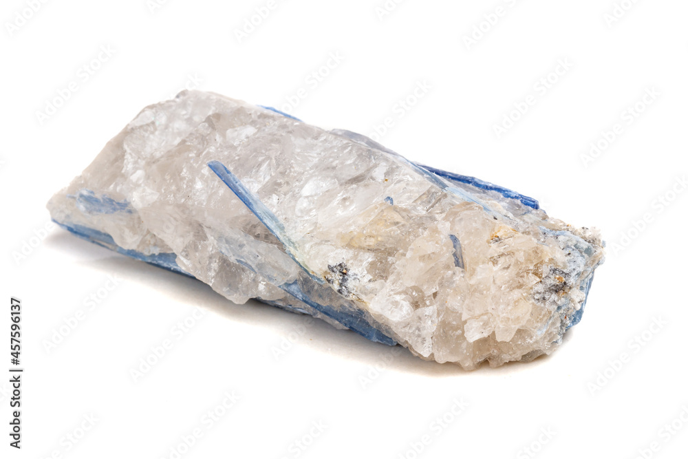 Macro mineral stone Kyanite a white background
