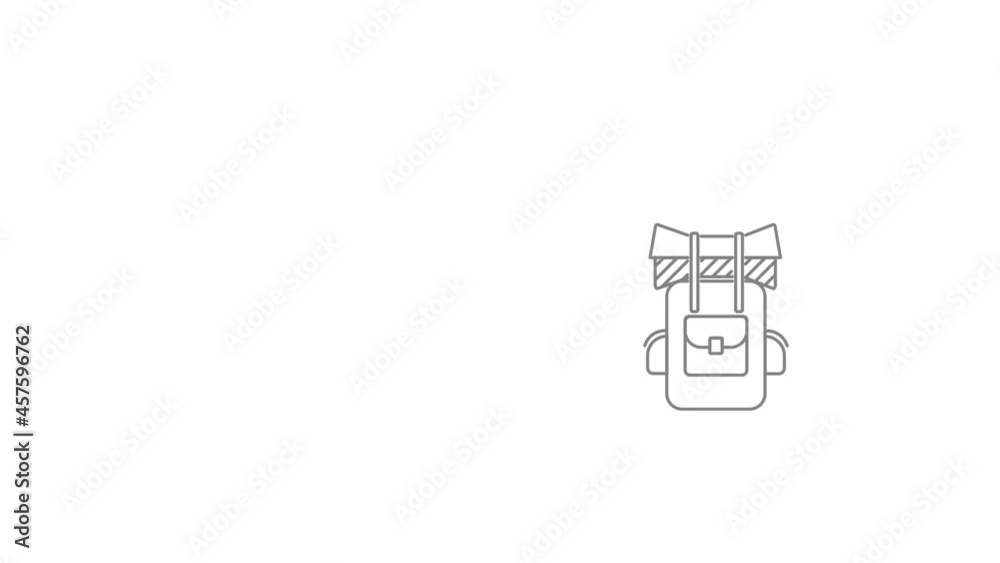 Tourist backpack icon animation best outline object on white background Tourist backpack icon animation best outline object on white background