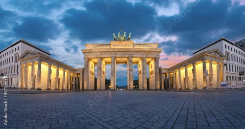 Brandenburg Gate in Berlin at dusk  (static image with animated sky)
 photo