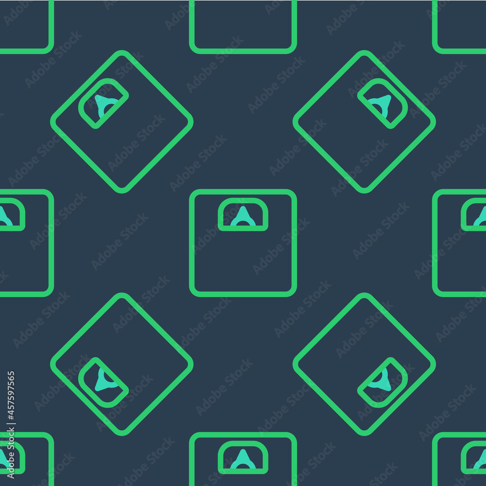 Line Bathroom scales icon isolated seamless pattern on blue background. Weight measure Equipment. Weight Scale fitness sport concept. Vector Line Bathroom scales icon isolated seamless pattern on blue background. Weight measure Equipment. Weight Scale fitness sport concept. Vector