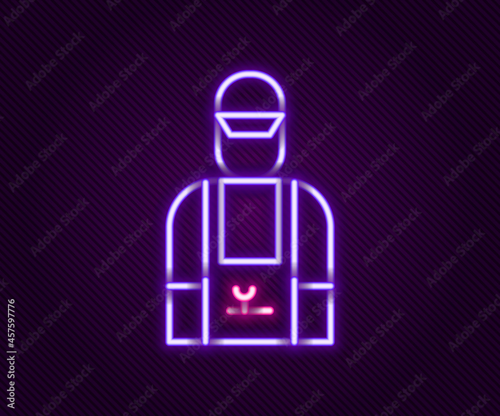 Glowing neon line Car mechanic icon isolated on black background. Car repair and service. Colorful outline concept. Vector Glowing neon line Car mechanic icon isolated on black background. Car repair and service. Colorful outline concept. Vector
