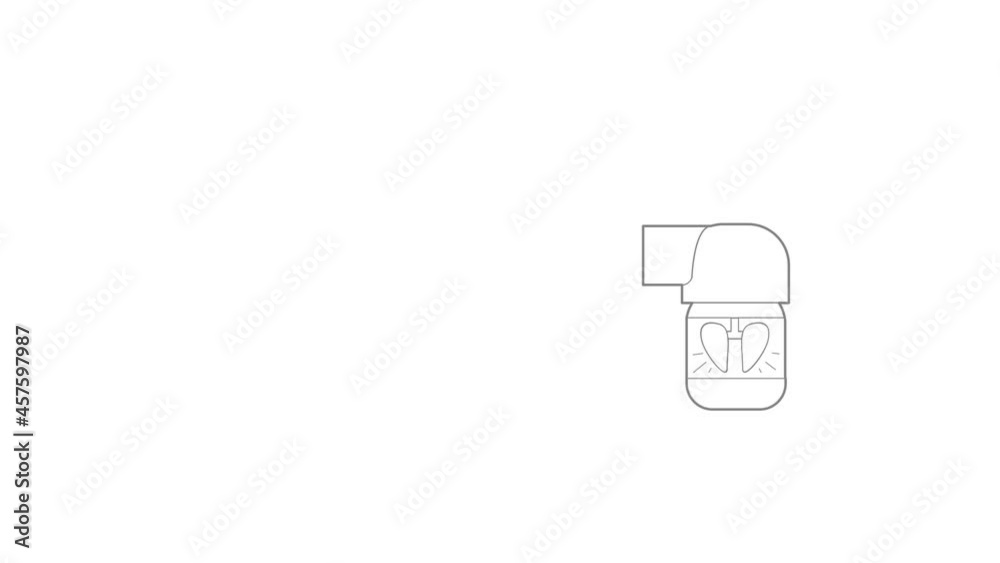 Inhaler for lung icon animation best outline object on white background