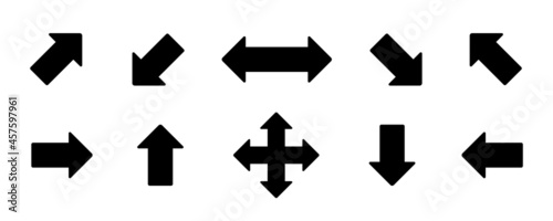 Set arrow icon. Collection different arrows sign of the right, left, up, down direction. Black vector abstract elements isolated on white background