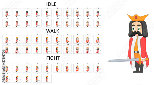 King character animation for 2d games. The movement of the king with the sword.