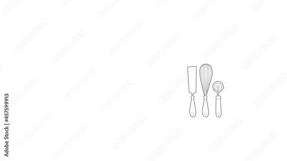 Kitchenware icon animation best outline object on white background Kitchenware icon animation best outline object on white background