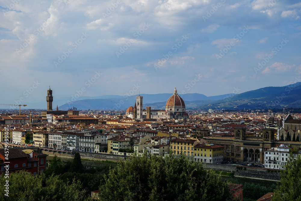 Santa Maria del Fiore and Florence view from the distance, Tuscany, Italy