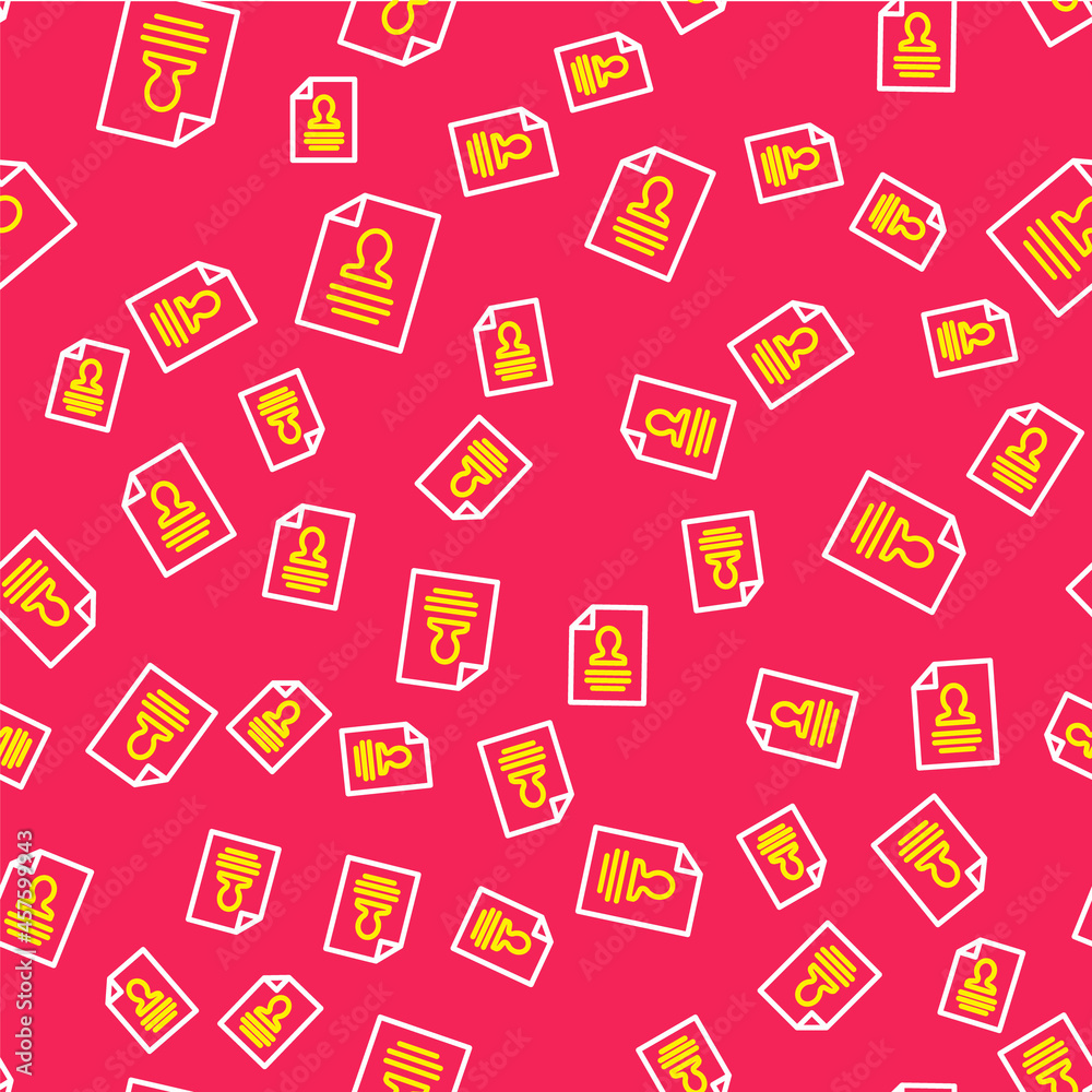 Line Resume icon isolated seamless pattern on red background. CV application. Searching professional staff. Analyzing personnel resume. Vector Line Resume icon isolated seamless pattern on red background. CV application. Searching professional staff. Analyzing personnel resume. Vector