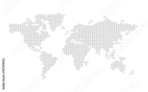 World map mosaic of small traingles. Vector illustration.