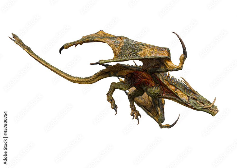 Fototapeta premium magic dragon is hunting down side view