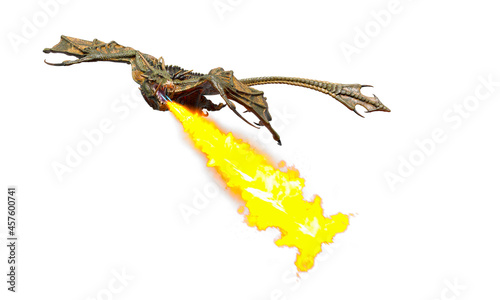 magic dragon spiting fire and attacking