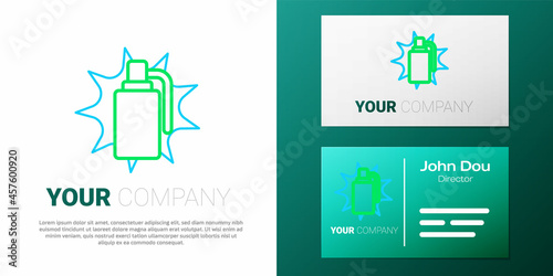 Line Hand grenade icon isolated on white background. Bomb explosion. Colorful outline concept. Vector