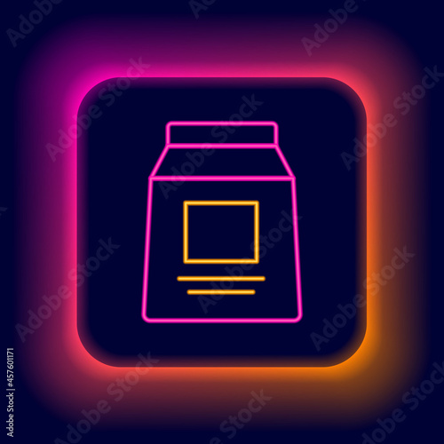 Glowing neon line Sports nutrition bodybuilding proteine power drink and food icon isolated on black background. Colorful outline concept. Vector
