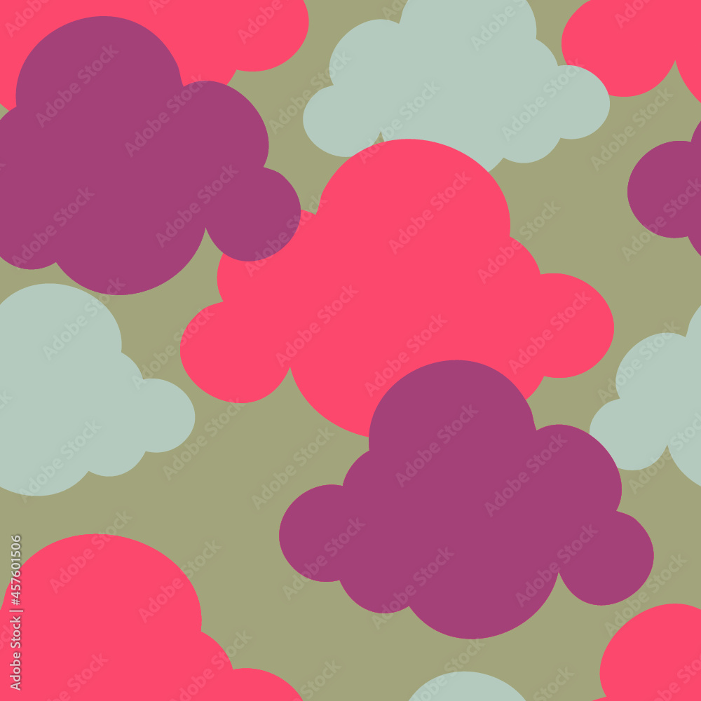 Vector pattern for kids. Colorful seamless triangle, clouds and mountains pattern. Perfect for greetings, invitations, manufacture wrapping paper, textile and web design. Vector pattern.	
