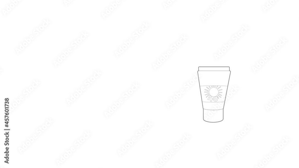 Tube with sunbathing cream icon animation best outline object on white background Tube with sunbathing cream icon animation best outline object on white background