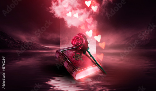 Fantasy magic dark red back...