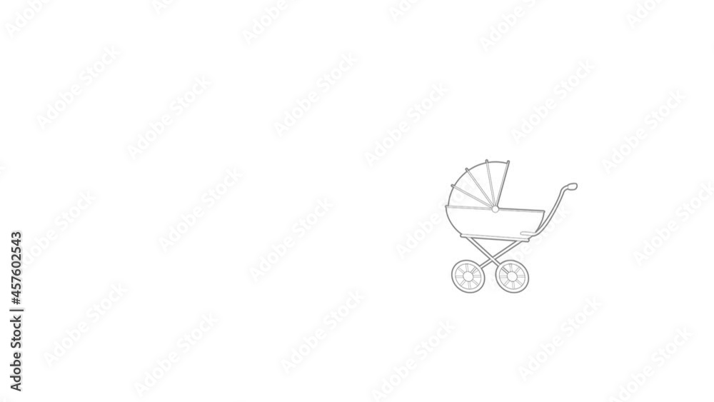 Baby carriage icon animation best outline object on white background Baby carriage icon animation best outline object on white background