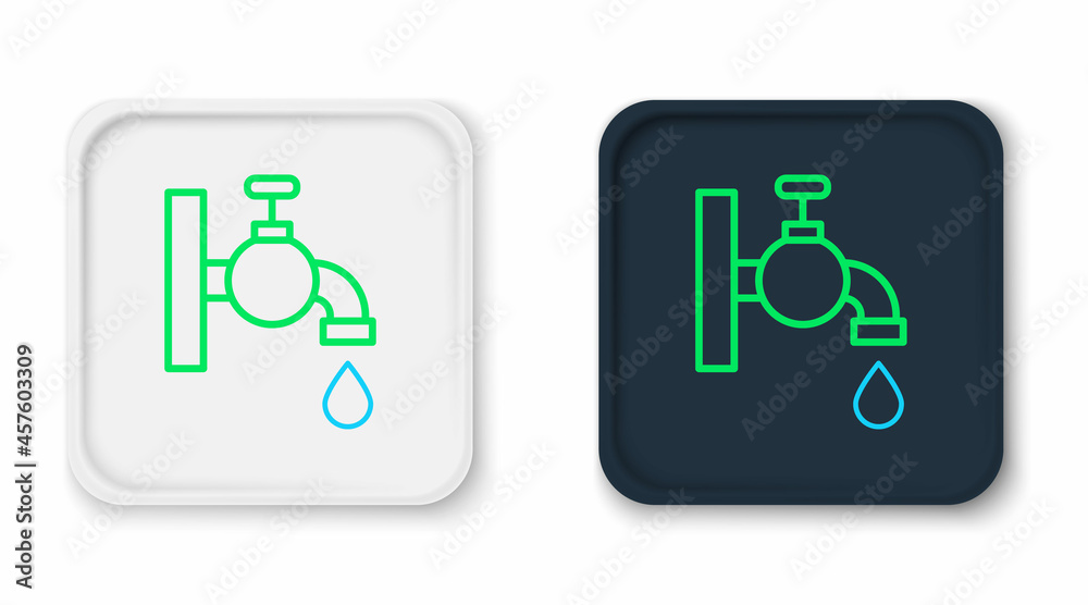Line Water tap icon isolated on white background. Colorful outline concept. Vector