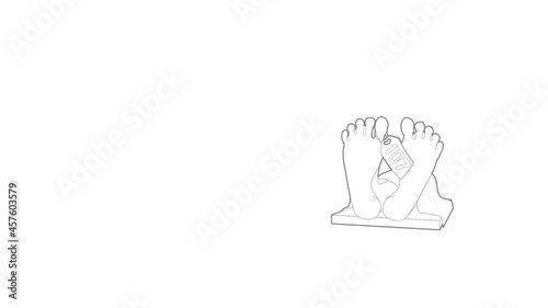 Dead body icon animation best outline object on white background photo