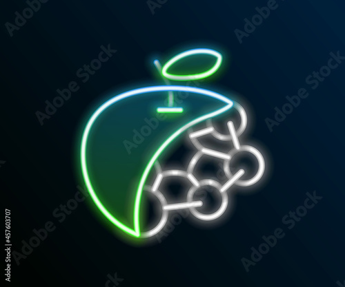 Glowing neon line Biological structure icon isolated on black background. Genetically modified organism and food. Colorful outline concept. Vector